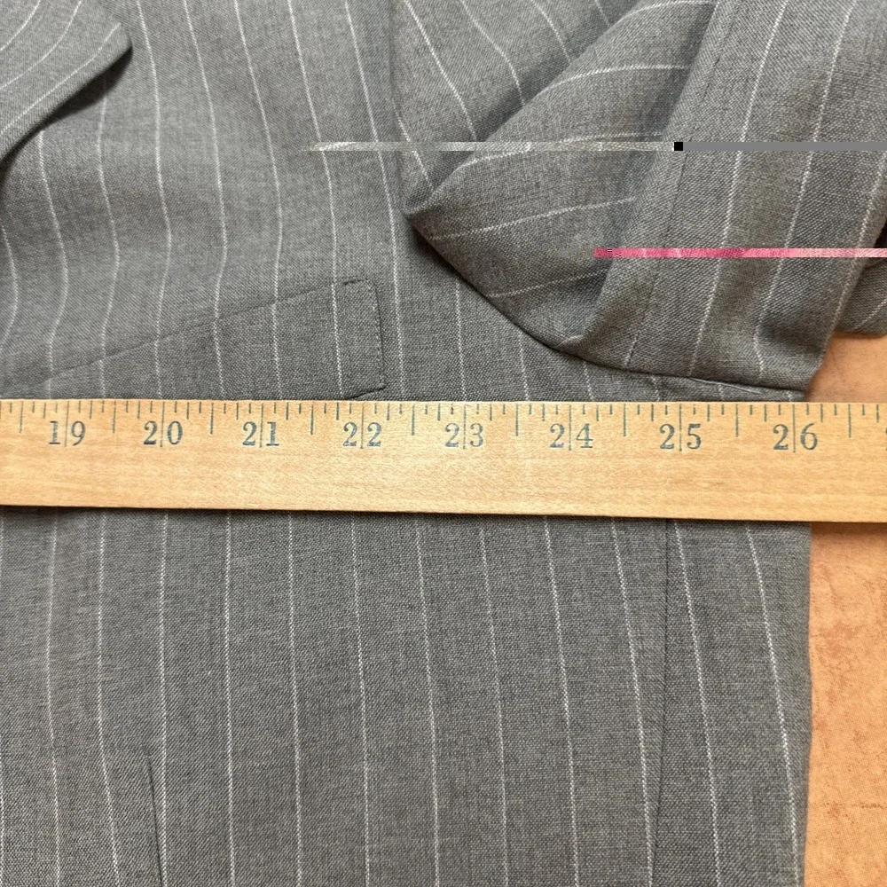 Bruce Douglass 2 Pc Suit Jacket 50XL BIG TALL Pants 44 x 34 Green Pin Stripe VTG